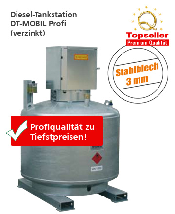 Mobile Diesel-Tankanlage DT-Mobil Profi 980 l (doppelwandig, verzinkt) -  Steinheimer Tankhandel