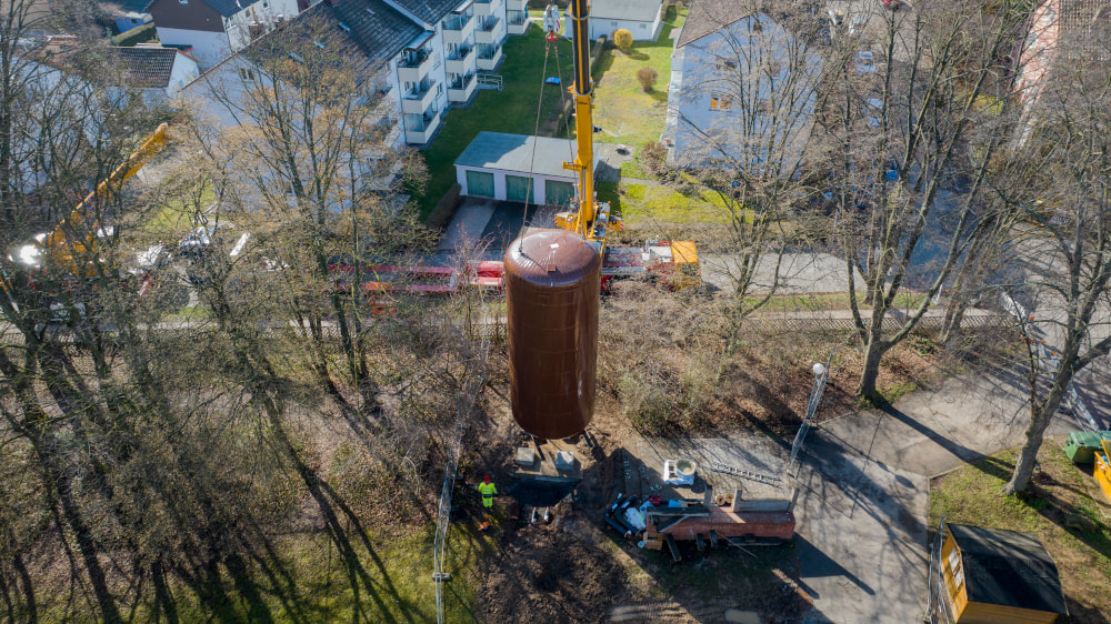 Aufstellung des Pufferspeichers von oben